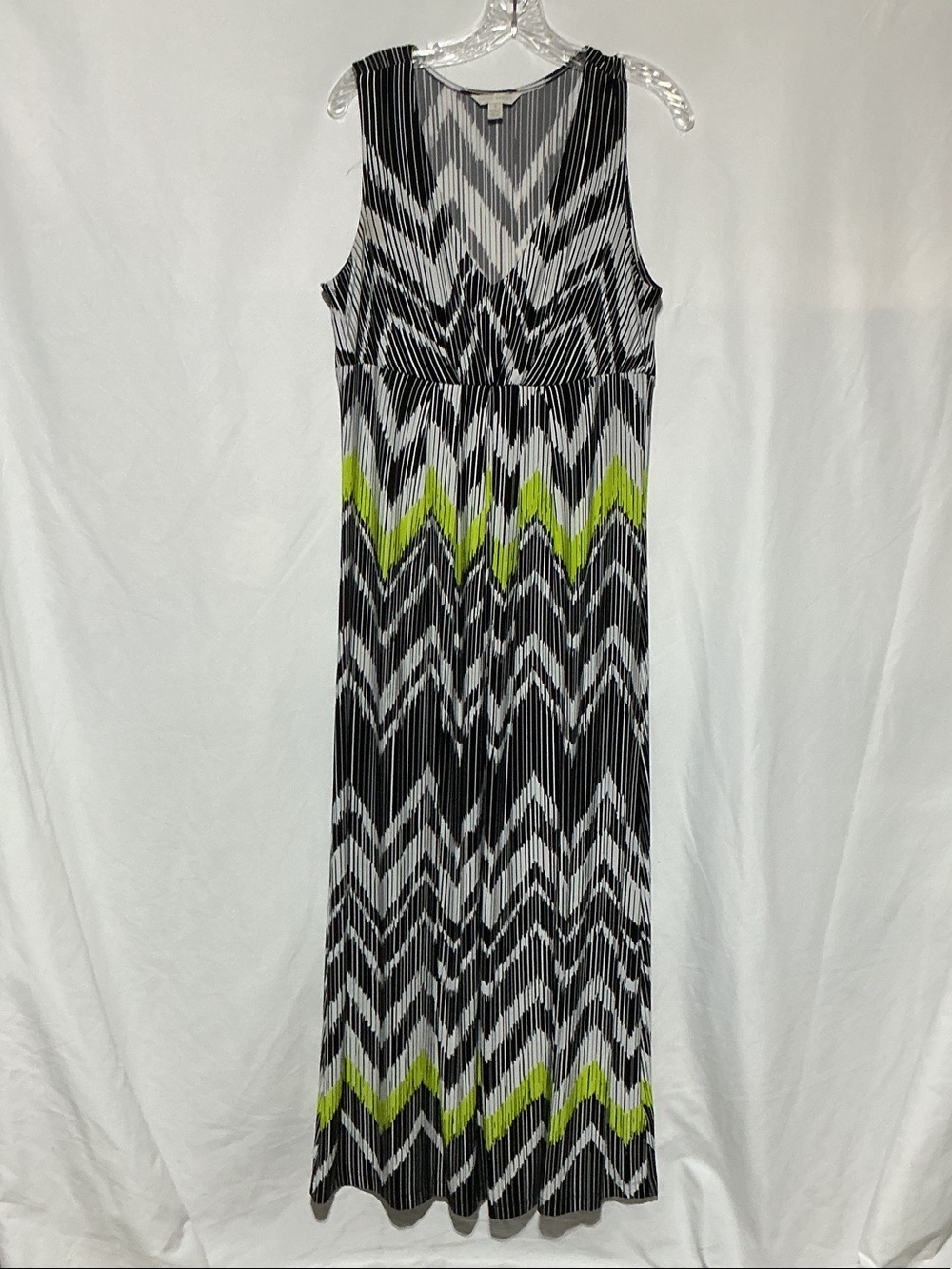 Laura Ashley Gray & White Vertical Stripe Maxi Dress Sz S